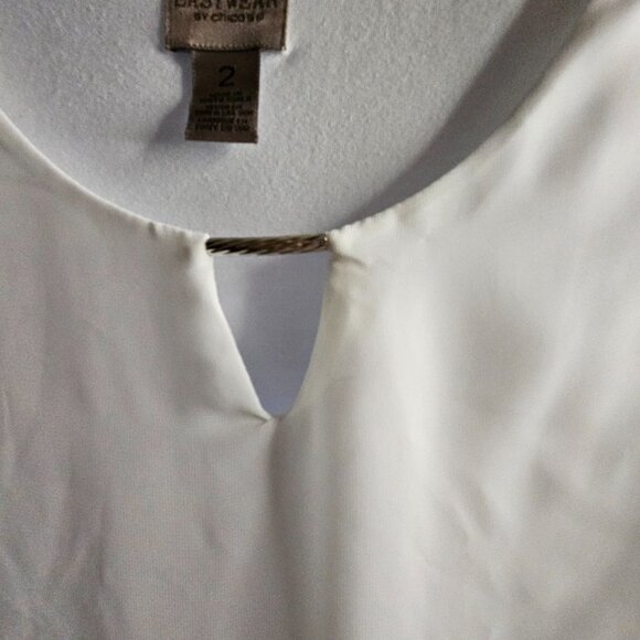 Easywear by Chico's Women's Flowy White Blouse Size 2 (Large/12) - Callout - Picture 2 of 10